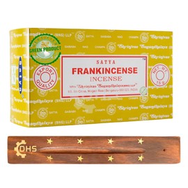 Satya Nag Champa Frankincense Incense Sticks | Full Box of 12 | With DHS Incense Stick Holder | Used for Aromatherapy, Yoga, Meditation, and Relaxation