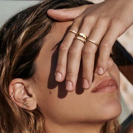 MUCCA 4PCS Gold Rings For Women Delicate Stackable Minimalist 14K Gold Rings Set Gift For Women Dainty Jewelry Collection To Layer Or Wear Alone As Stylish Everyday Jewelry