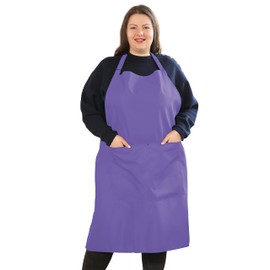 APRONNER Plus Size Aprons for Women with Pockets Durable Long Adjustable Bib Kitchen Cooking Grape Purple