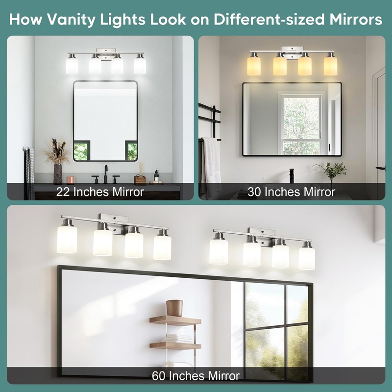 Ascher Bathroom Light Fixtures, 4-Light Vanity Light Over Mirror, Brushed