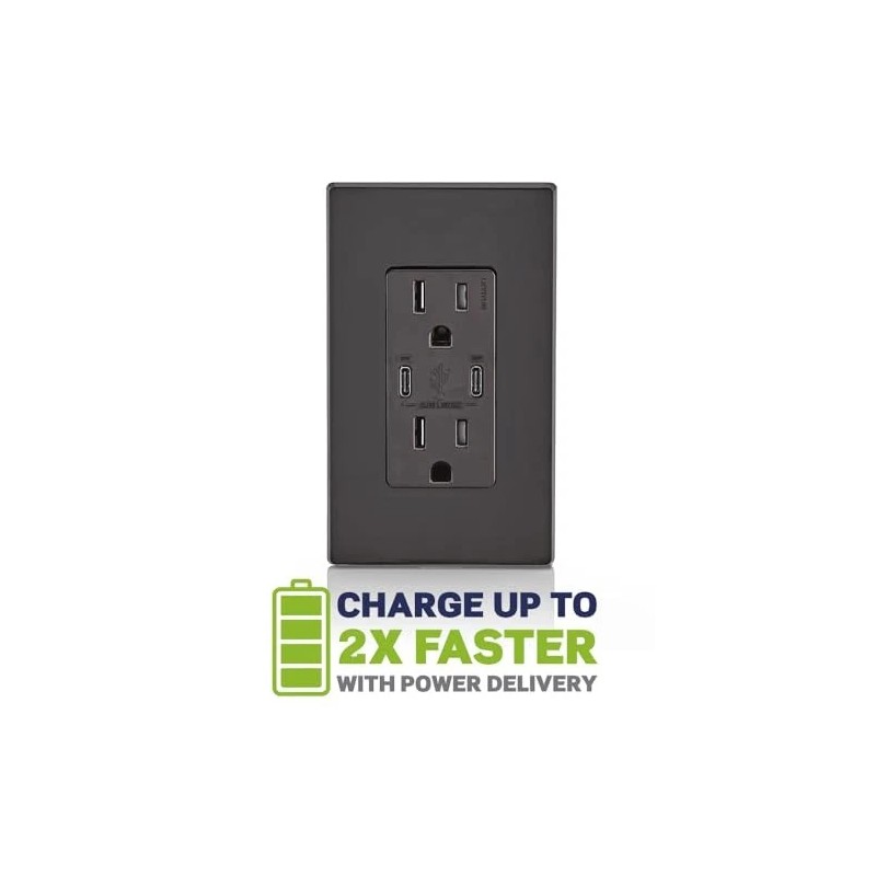 Leviton Dual Type C USB In Wall Charger 30W Power