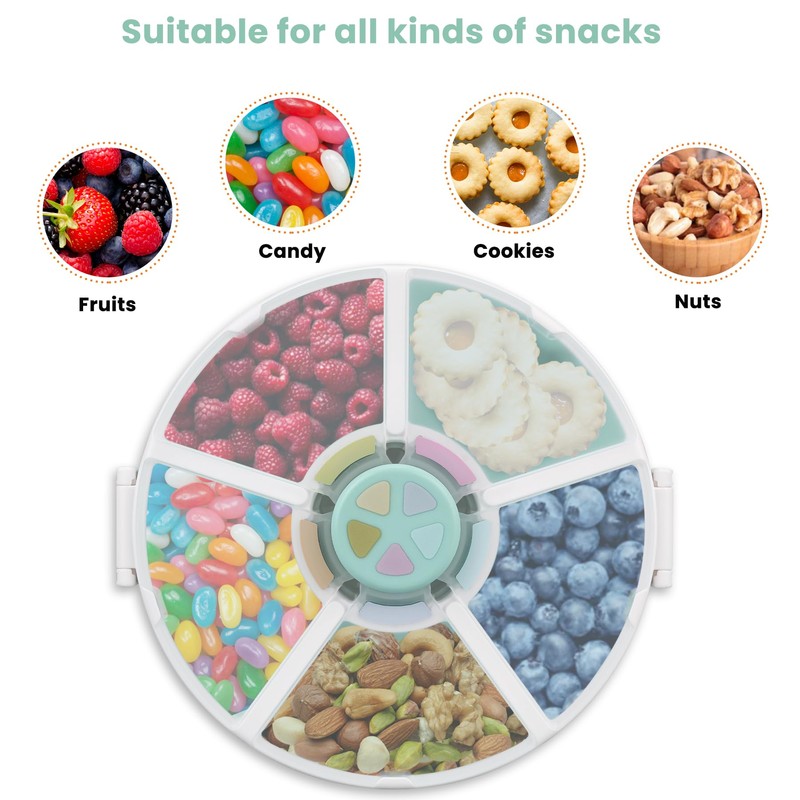 Pawtong Snack Rotator Container Reusable Snack Box with 5 Compartment