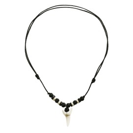 NYGGTYK 1PC Shark Tooth Necklace Surfer Necklace Wooden Beads Fashion Vintage Pendant Mens Charm Necklace Casual Style Jewelry, Wax thread, wooden beads, acrylic