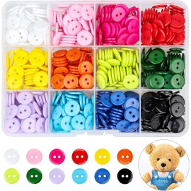 750 Pcs Mixed Buttons Round 12 Color Resin Button Sewing Craft Buttons with Storage Box for Sewing Knitting Arts Crafts DIY Handmade, 9mm 2 Holes