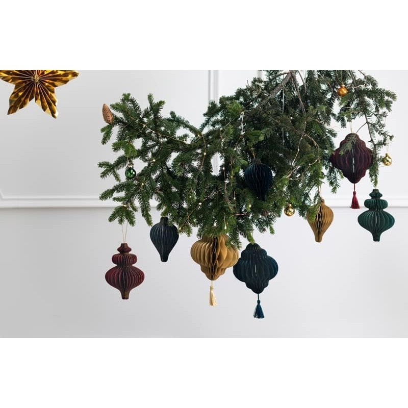 Paper Honeycomb Ornament, Bottle Green, 10 x 15 cm