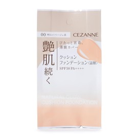 Cezanne SPF50 PA++++ Cushion Foundation (Refill) 00 Bright Beige Type, 0.4 oz (11 g), Glossy Skin Foundation