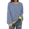 DUOEASE Pullover Women's Striped Oversize Pullover Long Sleeve Autumn Crew
