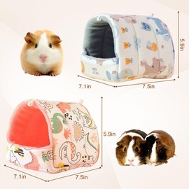 SUPERPAWS 2 Pack Guinea Pig Bed, Guinea Pig Hideout Washable Small Animal House Cage Accessories for Dwarf Rabbits Chinchillas Hamsters Hedgehogs Ferrets Bearded Dragons and Rats (J Style(2 Packs))