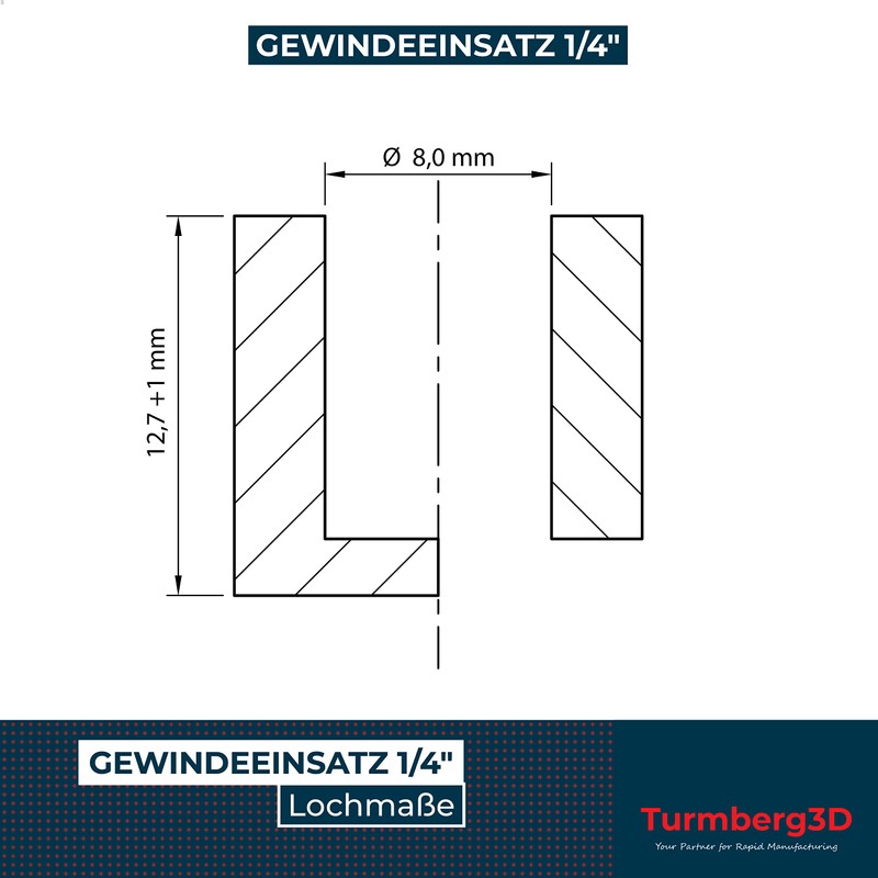 Turmberg3D - Threaded Insert 1/4" Thread Insert - Pack of