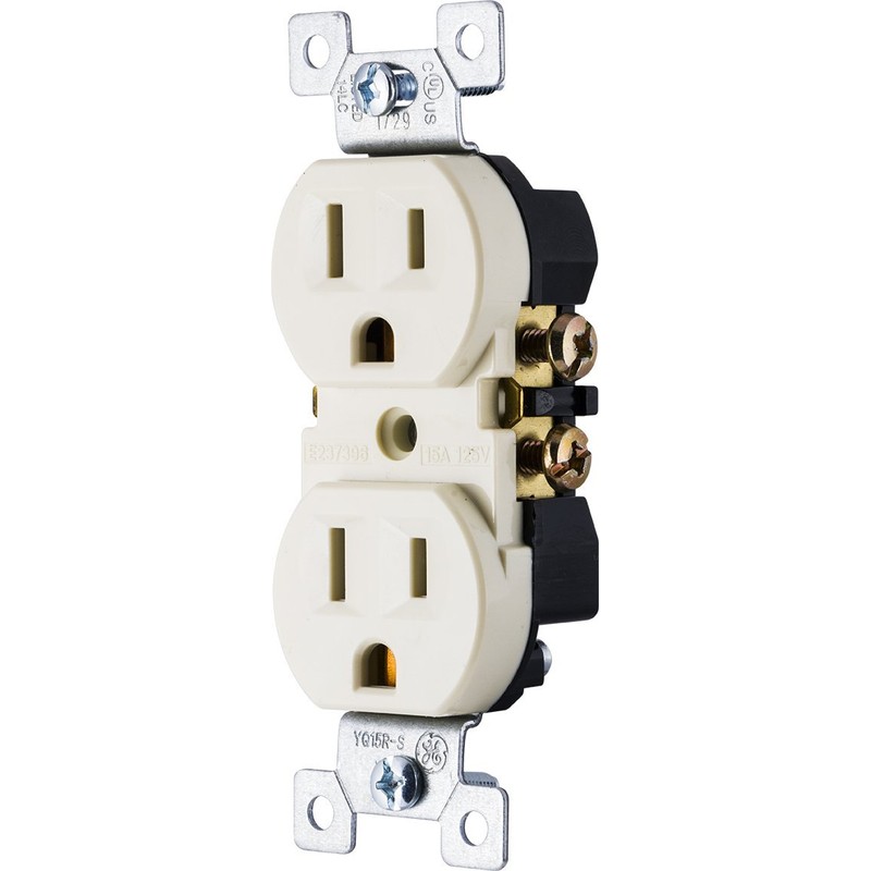 UltraPro GE, Light Almond, GE Grounding Duplex Outlet, In Wall