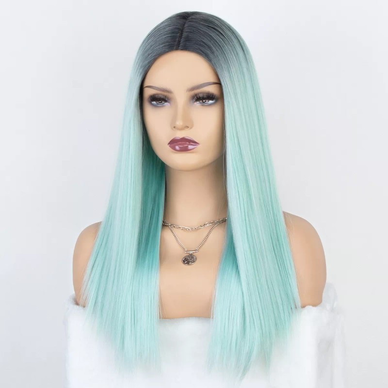 K'ryssma Peluca Sintética Recta Sin Pegamento Verde Menta K'ryssma