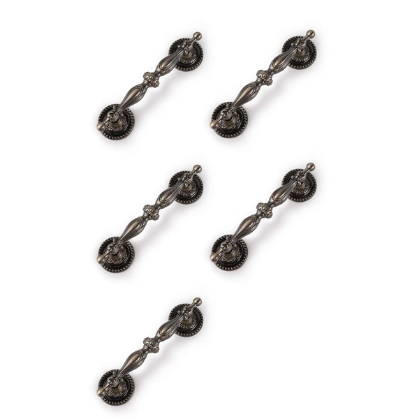 5 Pack Probrico Vintage Cabinet Pulls Wardrobe Door Handles in Ancient Bronze Finish,Classic Style Drawer Hardware Pulls