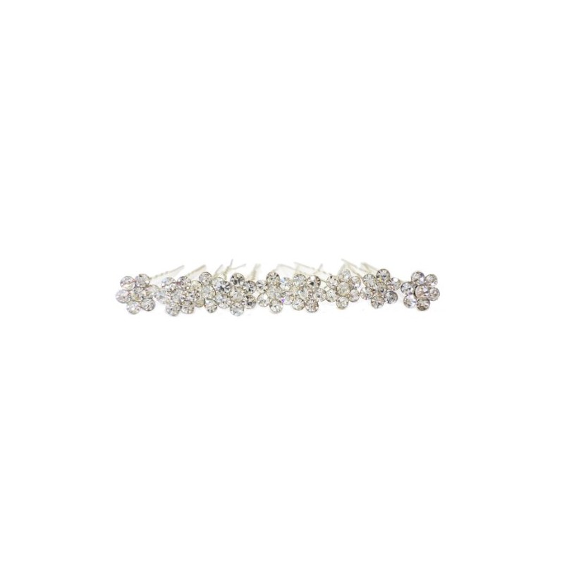 Jewellery of Lords 10 Sparkling White Crystal Flower Wedding Bridal