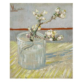 Wieco Art Spring of Flowering Almond in a Glass Canvas Prints Wall Art by Van Gogh Famous Oil Paintings Reproduction Modern Floral Giclee Artwork Grey Flowers Pictures for Bedroom Home Decorations