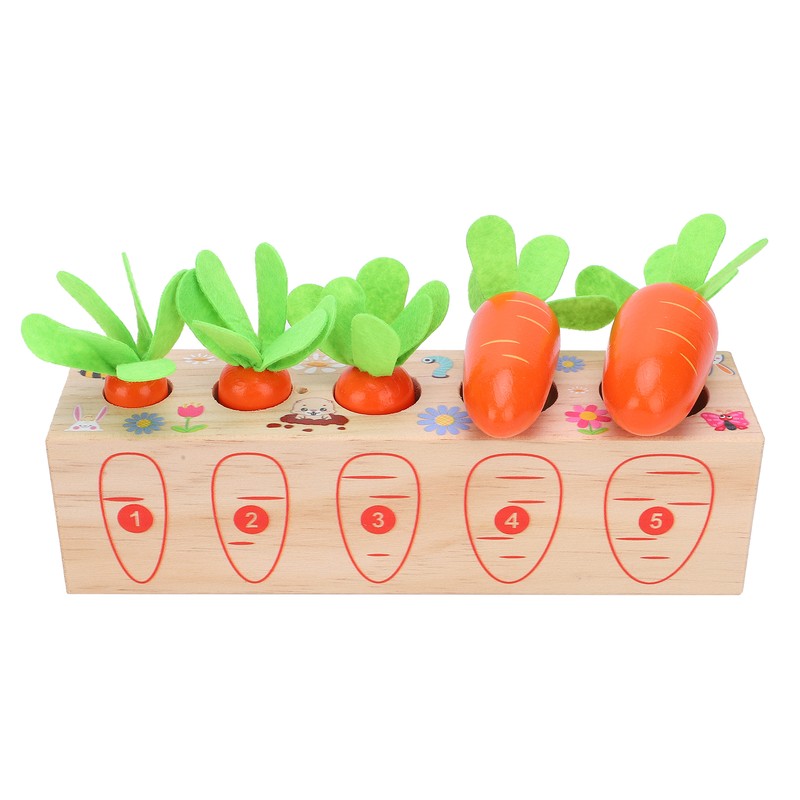 Wooden Pull Carrot Game Number Fine Motor Skill Toy Matching