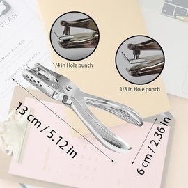 2 piezas de perforadora de agujeros individual, perforadora de papel manual, agujeros circulares de 1/4 y 1/8 pulgadas para manualidades, etiquetas de