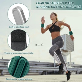 Adjustable Ankle Weights Set of 2 (1Lb Each) for Women Men Kids Wrist Ankle Weights Increase Training Intensity Wrist Weights Increase Training Intensity for Yoga, Pilates, Aerobics, Swimming, Hiking (green)