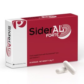 SiderAL® Forte, Iron Supplement with Vitamin C, Sucrosomial Iron® 30 mg, Iron Deficiency and Energy Support, No Metallic Taste, High Tolerability, No Gluten, No Lactose, 20 Count, Pharmanutra
