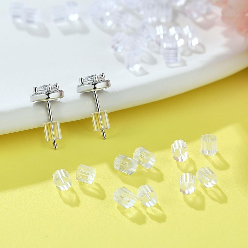 Kerryjewl Silicone Earring Backs,100pcs Soft Clear Plastic Earring Backs Replacement