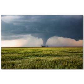 Storm Photography Print (Not Framed) Picture of Tornado Passing Behind Farm House in Kansas - Weather Wall Art Decor 4x6 to 40x60
