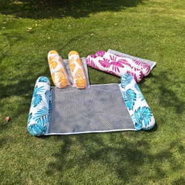 3/5 Pack Leaf Pattern Pool Hammock - Upgraded 4-in-1 Water Float (Hammock/Saddle/Lounge Chair/Drifter) with Free Waterproof Phone Pouch - Non-Stick PVC Pool Floats (Colorful:5 Pack)