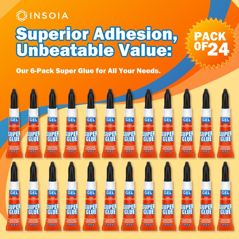 Super Glue Gel Clear Non-Drip, 24 X 3g All Purpose