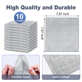Teesod 50 Pcs Multipurpose Wire Dishwashing Rag, Double Layer Multipurpose Fiber Cleaning Cloth, Wire Miracle Cleaning Cloths Metallic Dish Cloths for for Wet and Dry Washing