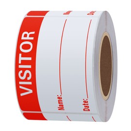 Hylabelest 51x76mm Visitor Pass Stickers Red Visitor Identification Labels 300 Labels Per Roll (Red)