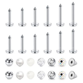 Longita 16G Helix Piercing Bar with Replacement Balls Tragus Earrings Lip Labret Piercing Lip Rings Helix Stud Earrings Conch Cartilage Earring Tragus Helix Piercing