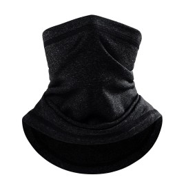 Unbranded Winter Neck Warmer Gaiter Ski Windproof Fleece Face Mask Scarf For Cold Weather - Black