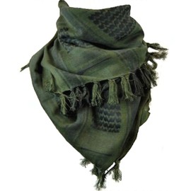 J&Y Desert Shemagh 100% Cotton Afghan Stole Arab Stole Scarf, Desert Shemagh Kafiya Scarf, Face Cover, Survival Game, Outdoors, green