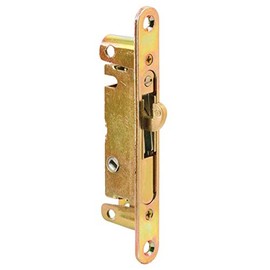 Sliding Glass Patio Door Mortise Latch with 45 Degree Keyway and Security Adaptor Plate, 5-1/4" Screw Holes, Mortise Latch with Security Adaptor Plate
