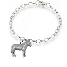 pp-e07 Donkey Equestrian fine lead free English Pewter charm on a belcher link chain anklet bracelet