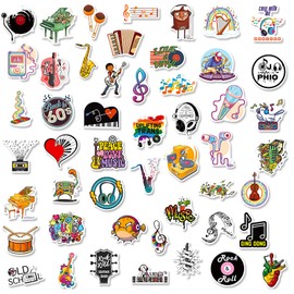 50pcs Rock Stickers Music Party Band Stickers Water Bottle Waterproof Laptop Skateboard