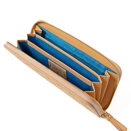 Essence of Poison OSANPO Series DES-3501 Long Wallet, Round Zipper, Women's Cowhide Leather, beige