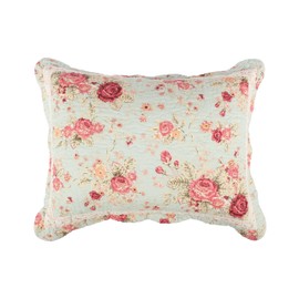 Greenland Home Antique Rose 100% Cotton Quilted Pillow Sham, Standard 20x26-inch, Blue