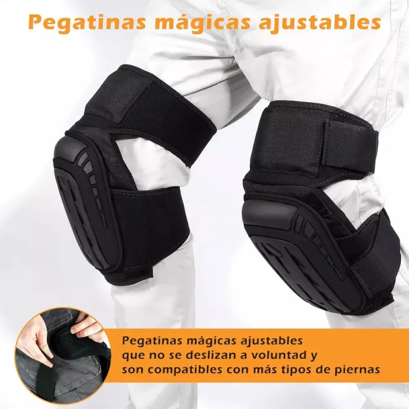 Rodilleras Kidomy Negras Resistente Uso Construcción Velcro Ajustable