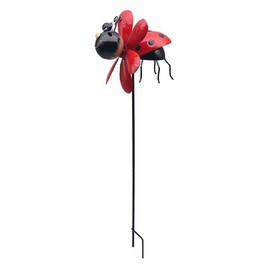 Bright Eyes Red Ladybird Garden Decorative Stake Patio Yard Lawn Ornament Statue