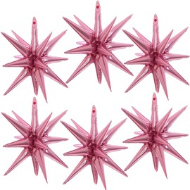 6 Pcs Pink Star Balloons,22 Inch Red Starburst Balloons Star Foil Mylar Balloons for Birthday Party Wedding Christmas Anniversary Graduation Decorations
