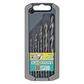 wolfcraft 7123000 Rock Drills TCT Set-Ø 4, 5, 6, 8, 10 mm, Grey, Set of 5 Pieces