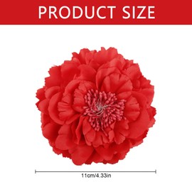 Tabanzhe Large Red Peony Flower Hair Clip & Brooch Pin – Vintage Artificial Rose Fascinator for Women, Girls – Wedding Party Event Accessory