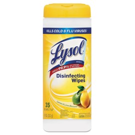 LYSOL Brand Products - LYSOL Brand - Citrus Scented Disinfecting Wipes w/Micro-Lock Fibers, 7 x 8, 35/Canister - Sold As 1 Each - Bleach- and alcohol-free disinfectant wipes clean and deodorize highly sensitive workspaces. - Safe on vinyl and nonporous surfaces, wipes provide maximum coverage on hospital beds, carts, counters and exam tables. - Kills 99.9% of germs on hard, nonporous surfaces.