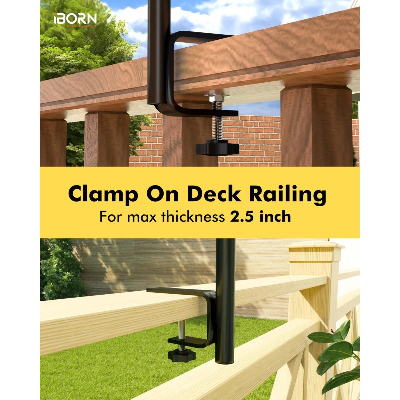 Iborn Shepherds Hooks for Outdoor Clamp On Deck Hook for