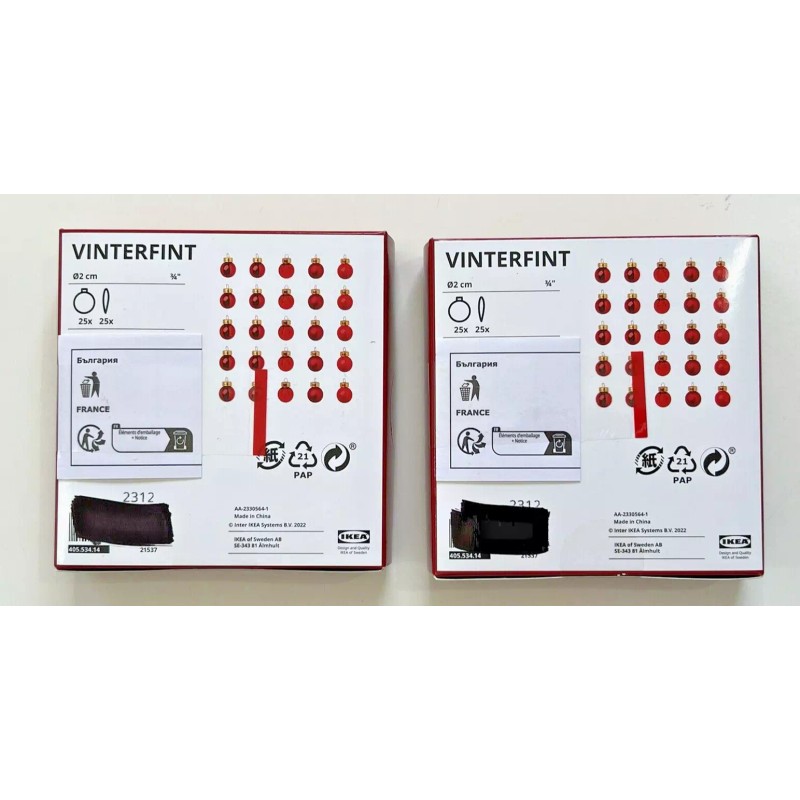 IKEA 50 IKEA VINTERFINT Decoration Ornament Glass Red 1 ½"