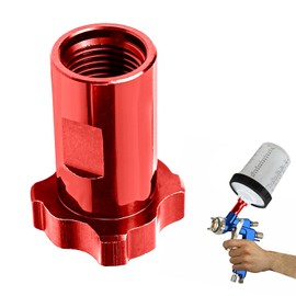 Hovom Car Spray Gun Cup Adapter, 16mm Thread 1.5mm Pitch Master Elite Paint System MPS Female Adapter, Spray Gun Paint Cup Adapter Fits PRO-33, PRO-44, PRO-88 HVLP Spray Guns (Red+Internal Thread)