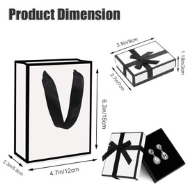 Small Gift Box and Gift Bag, 9x7x3cm, Jewellery Gift Box and Paper Gifts Bag Earring Ring Bracelet Necklace Box with Lid for Birthday Wedding Anniversaries Gifts Presents