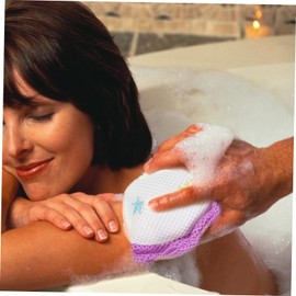 Baluue Unicorn Bath Sponge Mesh Shower Puff Exfoliating Brush Soft Body Scrubber for Relaxing Shower Experience White Cute Cartoon Design