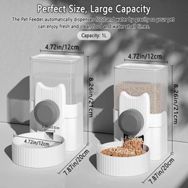Kathson Rabbit Gravity Auto Feeder Set 35oz Hanging Automatic Food Water Dispenser Cage Automatic Feeder Set für Kaninchen Chinchilla Meerschweinchen Igel Frettchen Kitty Puppy（graue）
