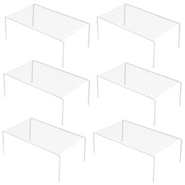 iPEGTOP Set of 6 Kitchen Cabinet Shelf Organizer, Medium (13 x 9.4 Inch) Bathroom Cabinet Organization Wire Shelf Rack, Rustproof Storage Space Saver Shelves for Countertops Pantries Utensils -White