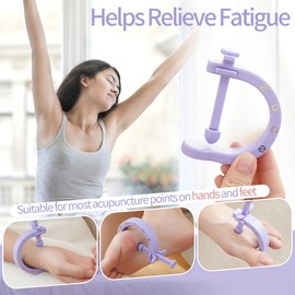 2Pcs Adjustable Acupressure Tool Clip, Acupuncture Manual Massage Tools with Fixed Clip, Portable Pressure Point Massage Tool for Hand Foot Ear Fatigue Relief (Gray & Purple)